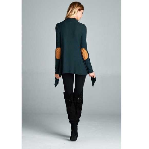 NWT Asymmetrical Faux Suede Elbow Patch Cardigan - Picture 5 of 5